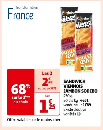 Auchan Supermarché SODEBO SANDWICH VIENNOIS JAMBON offre