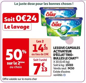 Auchan Supermarché LE CHAT LESSIVE CAPSULES ACTIVATEUR D'ÉCLAT TRIOBULLES(1) offre