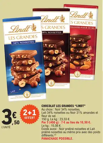E.Leclerc CHOCOLAT LES GRANDES "LINDT❞ offre