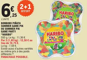 E.Leclerc BONBONS PIÑATA SUMMER GAME PIK OU SUMMER PIK GAME PARTY "HARIBO" offre