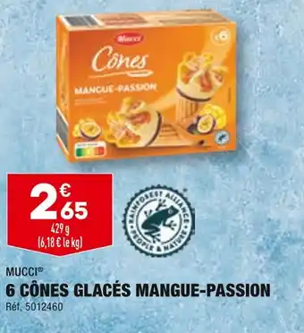 ALDI MUCCI 6 CÔNES GLACÉS MANGUE-PASSION offre