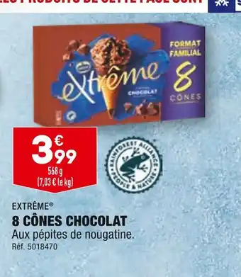 ALDI EXTRÊME 8 CÔNES CHOCOLAT offre