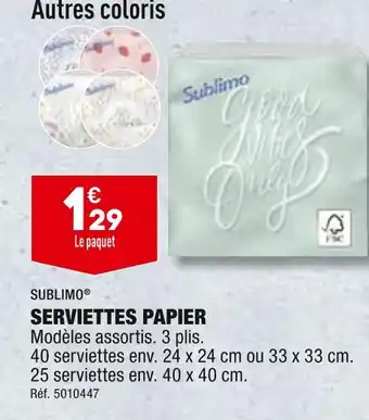 ALDI SUBLIMO SERVIETTES PAPIER offre