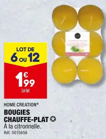 ALDI HOME CREATION BOUGIES CHAUFFE-PLAT offre