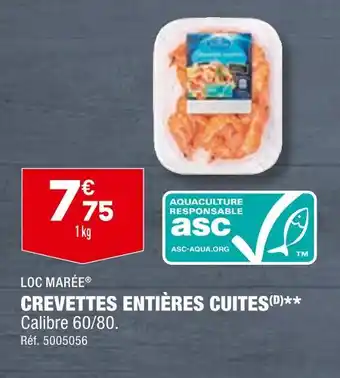 ALDI LOC MARÉE CREVETTES ENTIÈRES CUITES offre