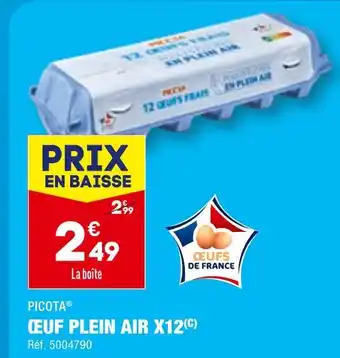 ALDI PICOTA ŒUF PLEIN AIR X12 offre