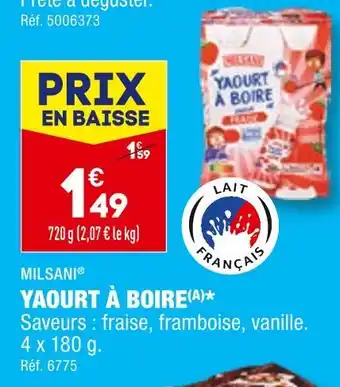 ALDI MILSANI YAOURT À BOIRE offre