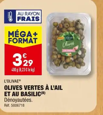 ALDI L'OLIVAE OLIVES VERTES À L’AIL ET AU BASILIC offre