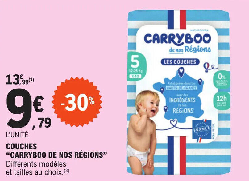 Promo COUCHES "CARRYBOO DE NOS RÉGIONS" chez E.Leclerc