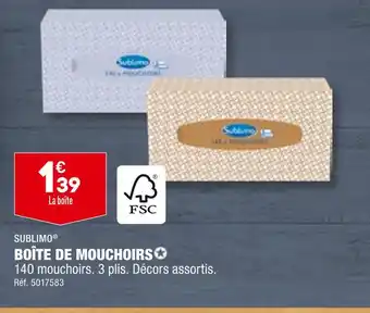 ALDI SUBLIMO BOÎTE DE MOUCHOIRS offre