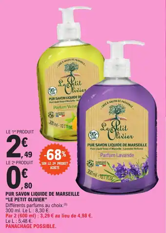 E.Leclerc PUR SAVON LIQUIDE DE MARSEILLE "LE PETIT OLIVIER" offre