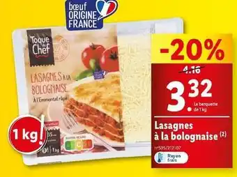 Lidl Toque du chef - lasagnes à la bolognaise offre