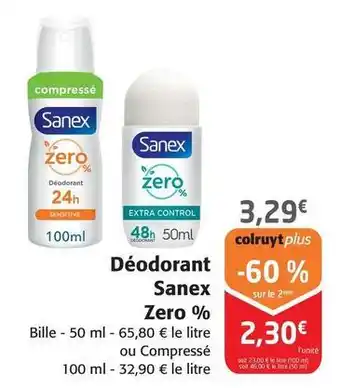 Colruyt Sanex - déodorant zero % offre