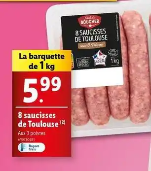 Lidl Boucher 8 saucisses de toulouse offre