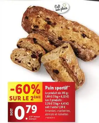 Lidl Pain sportif offre
