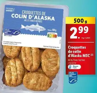 Lidl Croquettes de colin d'alaska msc offre