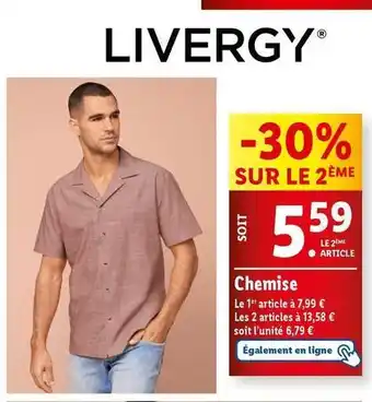 Lidl Livergy - chemise offre