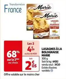 Auchan Marie - lasagnes à la bolognaise offre