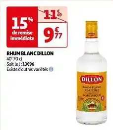 Auchan Dillon - rhum blanc offre