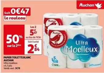 Auchan Auchan - papier toilette blanc offre
