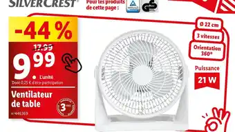 Lidl Ventilateur de table offre