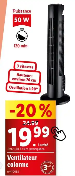Lidl Ventilateur colonne offre