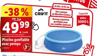 Lidl Piscine gonflable avec pompe offre