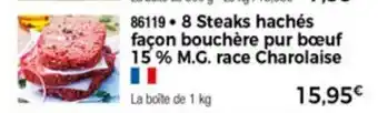 Thiriet 8 Steaks Hachès Facon Bouchère Pur Boeuf 15% M.G. Race Charolaise offre