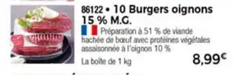 Thiriet 10 Burgers Oignons 15% M.G. offre