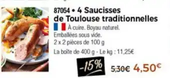 Thiriet 4 Saucisses De Toulouse Traditionnelles offre