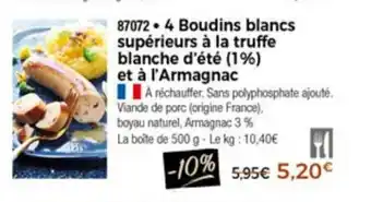 Thiriet 4 Boudins Blancs Supèrieurs a La Truffe Blanche D'Etè (1%) et a L'Armagnac offre