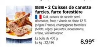 Thiriet 2 Cuisses De Canette Farcies, Farce Forestière offre