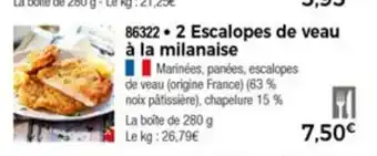 Thiriet 2 Escalopes De Veau a la Milanaise offre