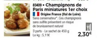 Thiriet Champignons De Paris Miniatures 1Er Choix offre