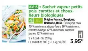 Thiriet Sachet Vapeur Petits Pois, Carottes Et Choux-Fleurs Biologiques offre