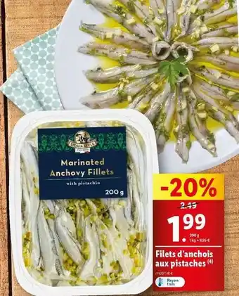 Lidl Filets d'anchois aux pistaches offre