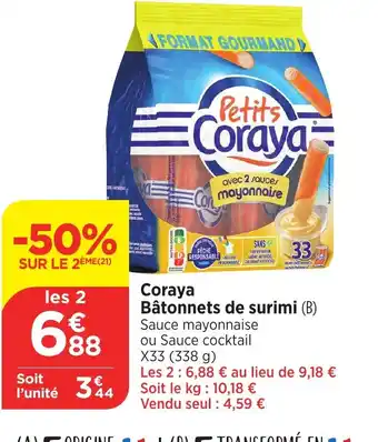 Bi1 Coraya Bâtonnets de surimi offre