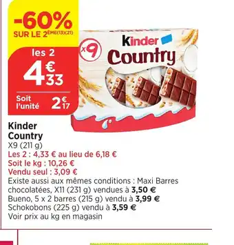 Bi1 Kinder Country offre