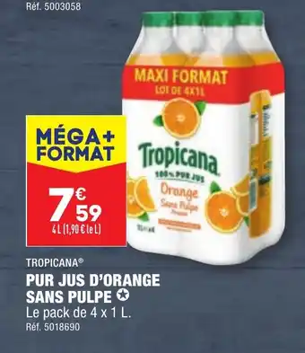 ALDI PUR JUS D'ORANGE SANS PULPE offre