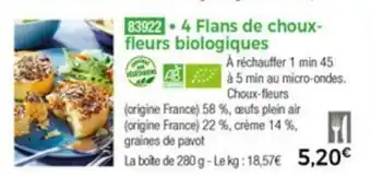 Thiriet 4 Flans De Choux-Fleurs Biologiques offre