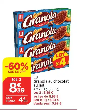 Bi1 Lu Granola au chocolat au lait offre