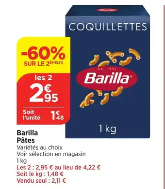 Bi1 Barilla Pâtes offre