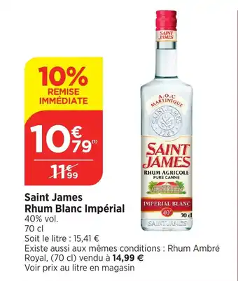 Bi1 Saint James Rhum Blanc Impérial offre