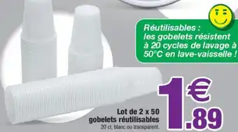 Bazarland Lot de 2 x 50 gobelets réutilisables offre