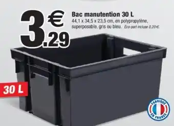Bazarland Bac manutention 30 L offre