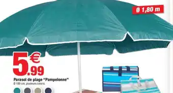 Bazarland Parasol de plage "Pampelonne" 0180 cm, plusieurs coloris. offre