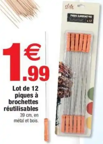 Bazarland Lot de 12 piques à brochettes réutilisables offre