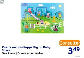 Action Peppa pig / baby shark puzzle en bois peppa pig ou baby shark offre