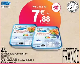 Intermarché Hyper 48 BÂTONNETS DE SURIMI MSC ODYSSÉE offre