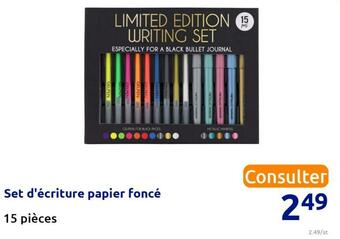 Action Set d'écriture papier foncé offre